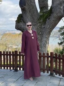 Tensel cepli yaka detaylı Elbise Bordo (kod 25181)