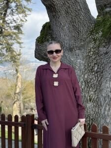 Tensel cepli yaka detaylı Elbise Bordo (kod 25181)