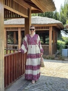 Tam boy Çiçek Seçil elbise pembe