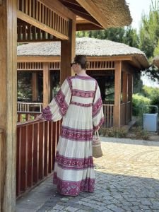 Tam boy Çiçek Seçil elbise pembe