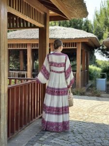 Tam boy Çiçek Seçil elbise pembe