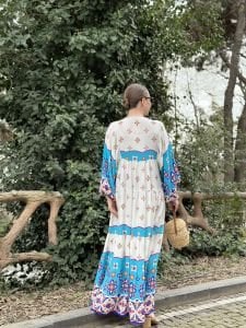 Beyaz-mavi Beril Seçil Elbise