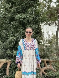 Beyaz-mavi Beril Seçil Elbise