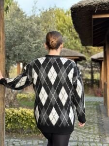 Massi baklava hırka siyah