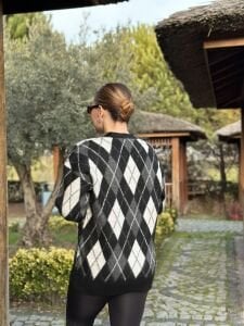 Massi baklava hırka siyah