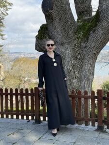 Tensel cepli yaka detaylı Elbise Siyah(kod 25181)