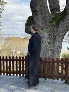 Tensel cepli yaka detaylı Elbise Siyah(kod 25181)