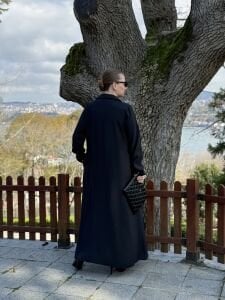 Tensel cepli yaka detaylı Elbise Siyah(kod 25181)