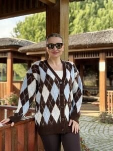 Massi baklava hırka mavi-kahve