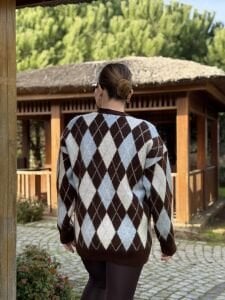 Massi baklava hırka mavi-kahve