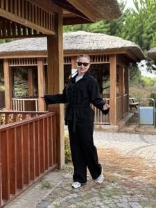 Siyah kuşaklı Ceket pantolon Kot Takım