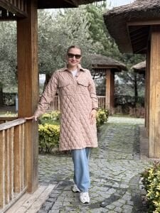 A.Akay Cepli Kapitone Trenç-ceket Bej