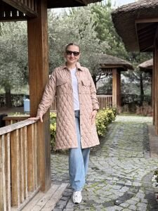 A.Akay Cepli Kapitone Trenç-ceket Bej