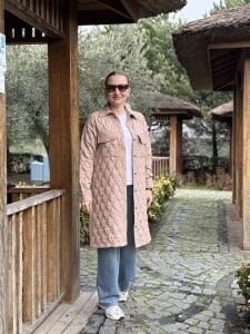 A.Akay Cepli Kapitone Trenç-ceket Bej