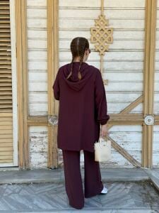 A.akay 4105 boncuk nakışlı takım bordo