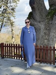 Tensel cepli yaka detaylı Elbise İndigo(kod 25181)