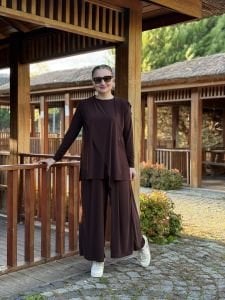 Asimetrik sandy takım 4214 Acı kahve