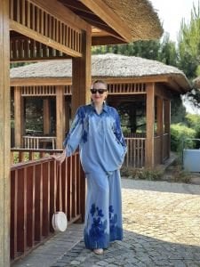 Lilyum pamuk Takım mavi