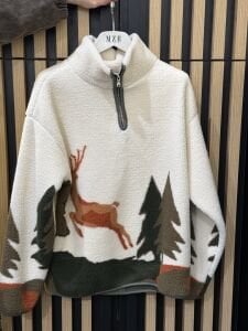 Kahve geyik tasarım polar