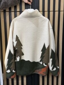 Kahve geyik tasarım polar