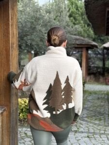 Kahve geyik tasarım polar