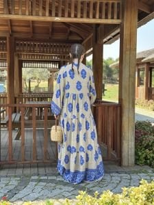 Viskon otantik katleya elbise mavi