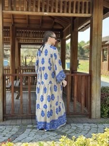 Viskon otantik katleya elbise mavi