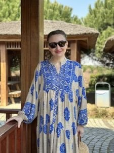 Viskon otantik katleya elbise mavi