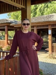 Beli büzmeli oysho elbise Bordo