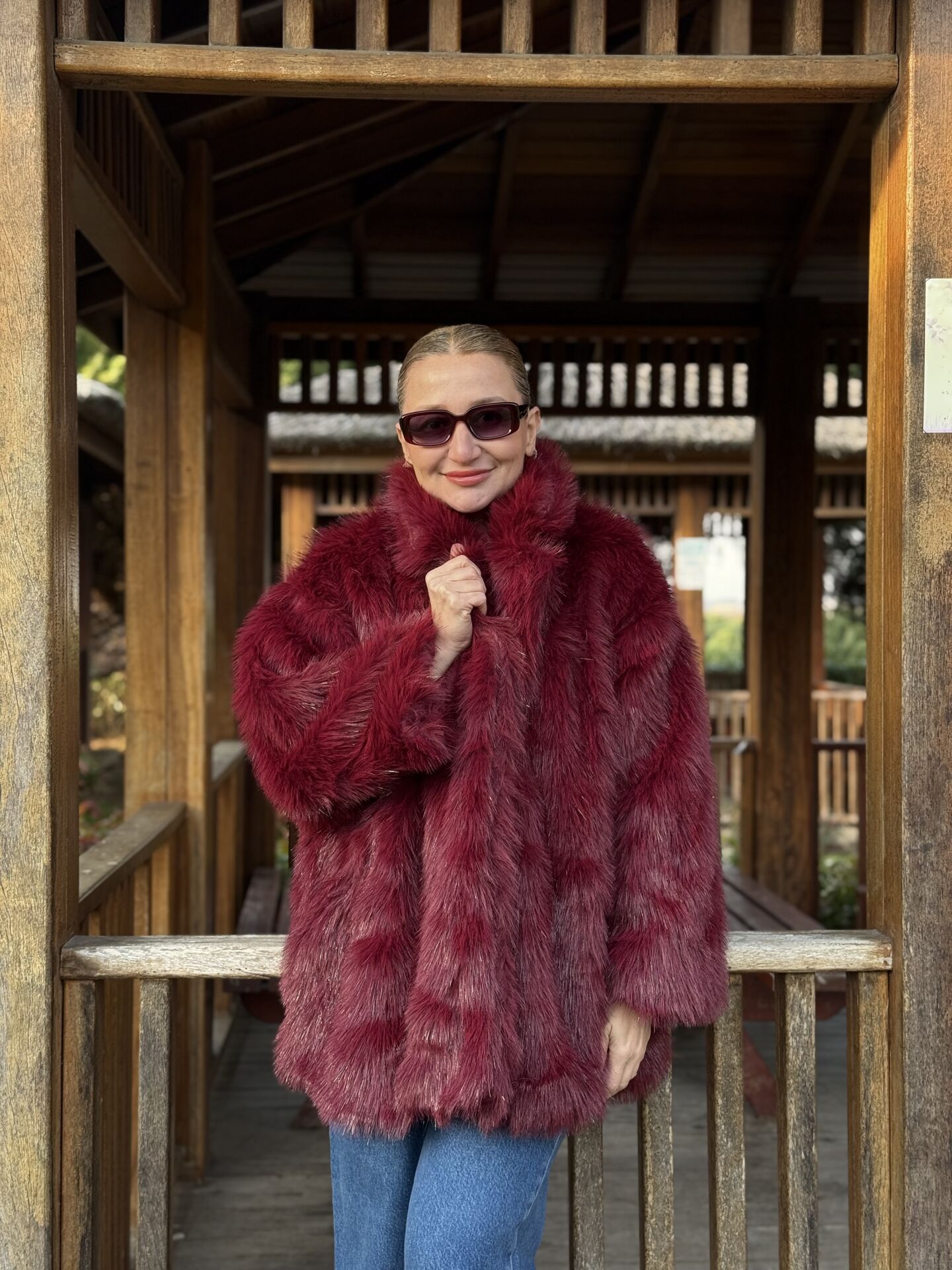 Premium İthal Parıltı Kürk bordo