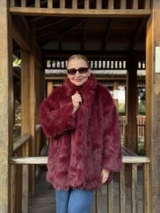 Premium İthal Parıltı Kürk bordo