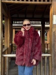 Premium İthal Parıltı Kürk bordo