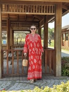 Viskon otantik katleya elbise Kırmızı