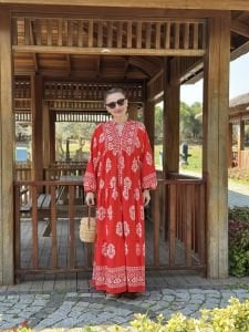 Viskon otantik katleya elbise Kırmızı