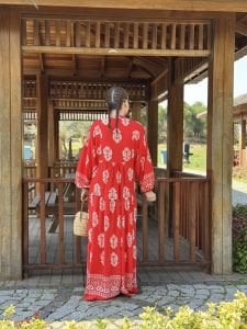 Viskon otantik katleya elbise Kırmızı