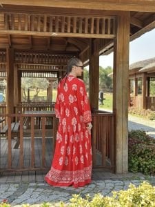 Viskon otantik katleya elbise Kırmızı