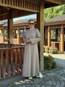 Beli büzmeli oysho elbise taş