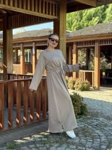 Beli büzmeli oysho elbise taş