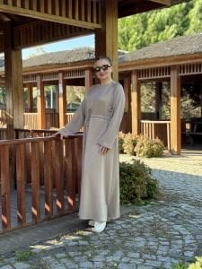 Beli büzmeli oysho elbise taş