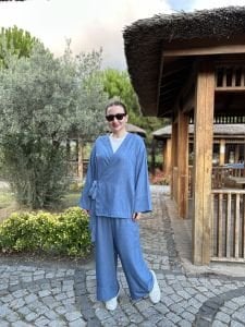 Kruvaze tensel kot takım Mavi