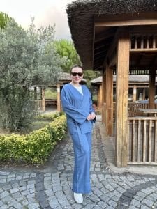 Kruvaze tensel kot takım Mavi