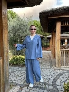 Kruvaze tensel kot takım Mavi