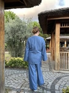 Kruvaze tensel kot takım Mavi