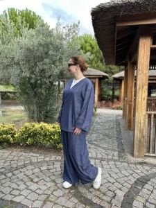 Kruvaze tensel kot takım Koyu mavi