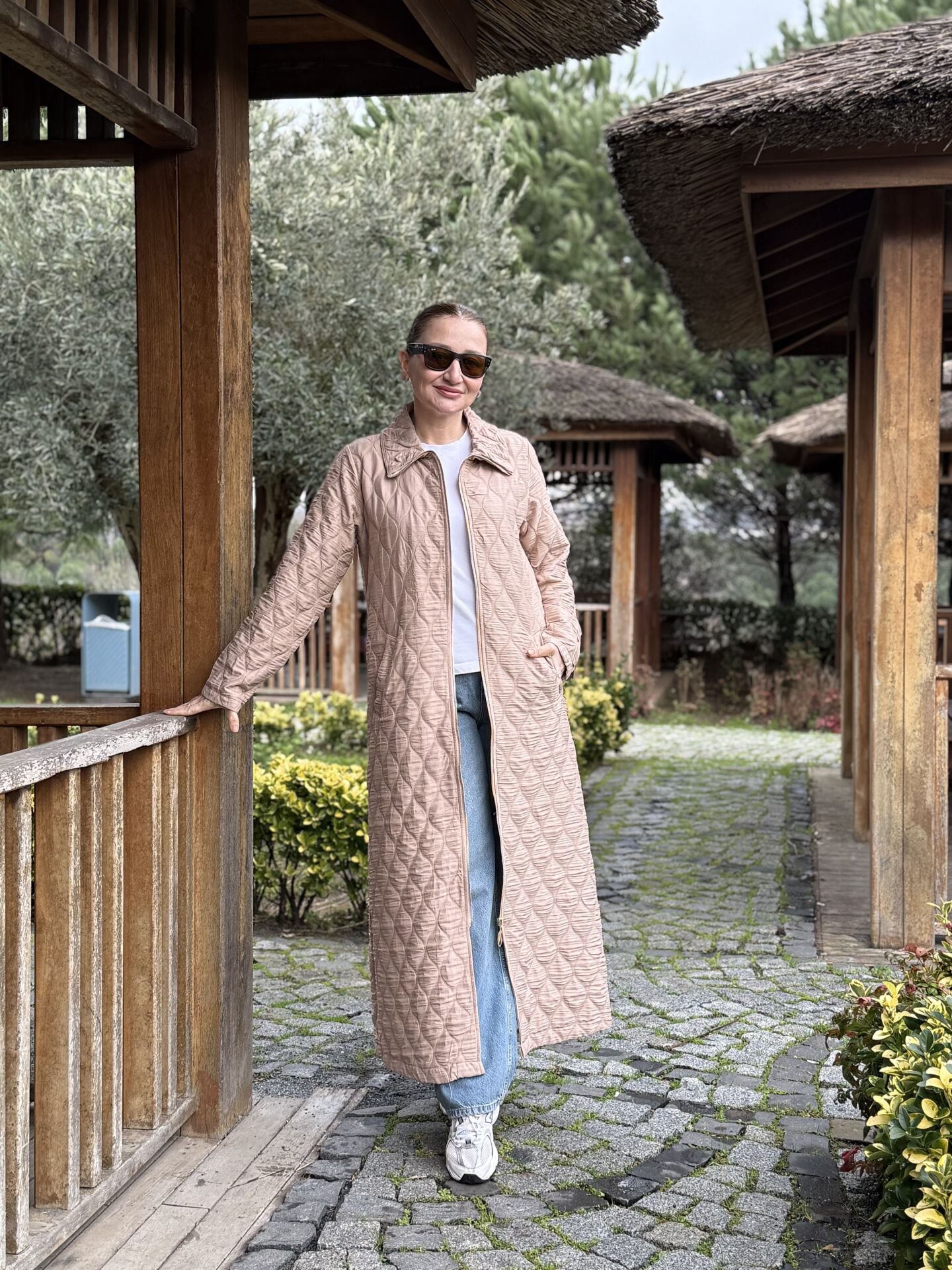 A.Akay Tam Fermuarlı Kapitone trenç Bej