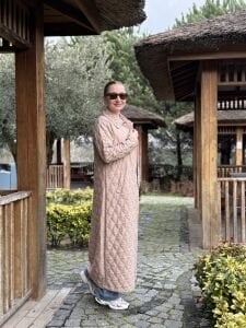 A.Akay Tam Fermuarlı Kapitone trenç Bej