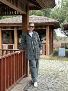 Afili Kot Denim-örgü Tasarım Takım Haki