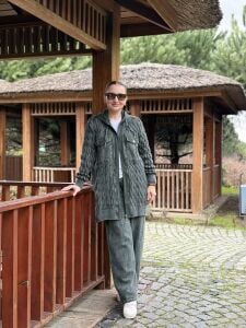 Afili Kot Denim-örgü Tasarım Takım Haki