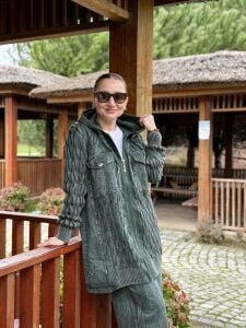 Afili Kot Denim-örgü Tasarım Takım Haki