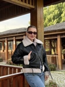 Kısa içi kürklü deri mont Z.R siyah